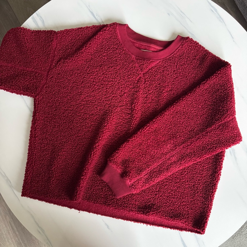 American Eagle Sherpa Red Crew Neck Sweater